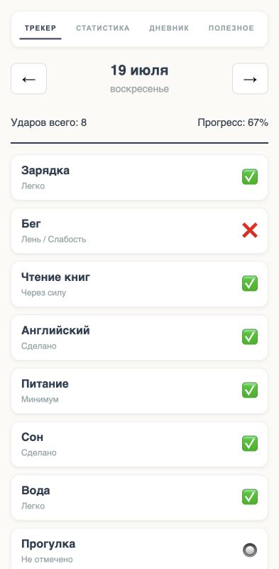 Главный экран трекера